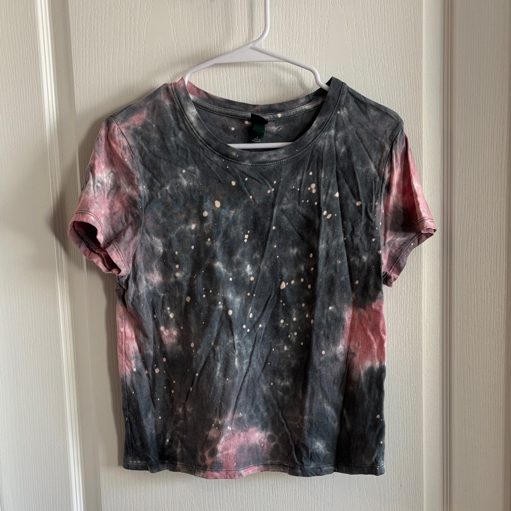 wild fable Black & Pink Tie-Dye Short Sleeve Tee size S